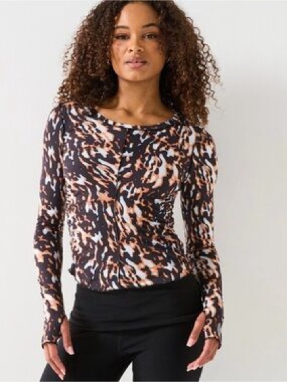 FP Movement Printed Right On Run Long Sleeve Top - Tortoise Shell